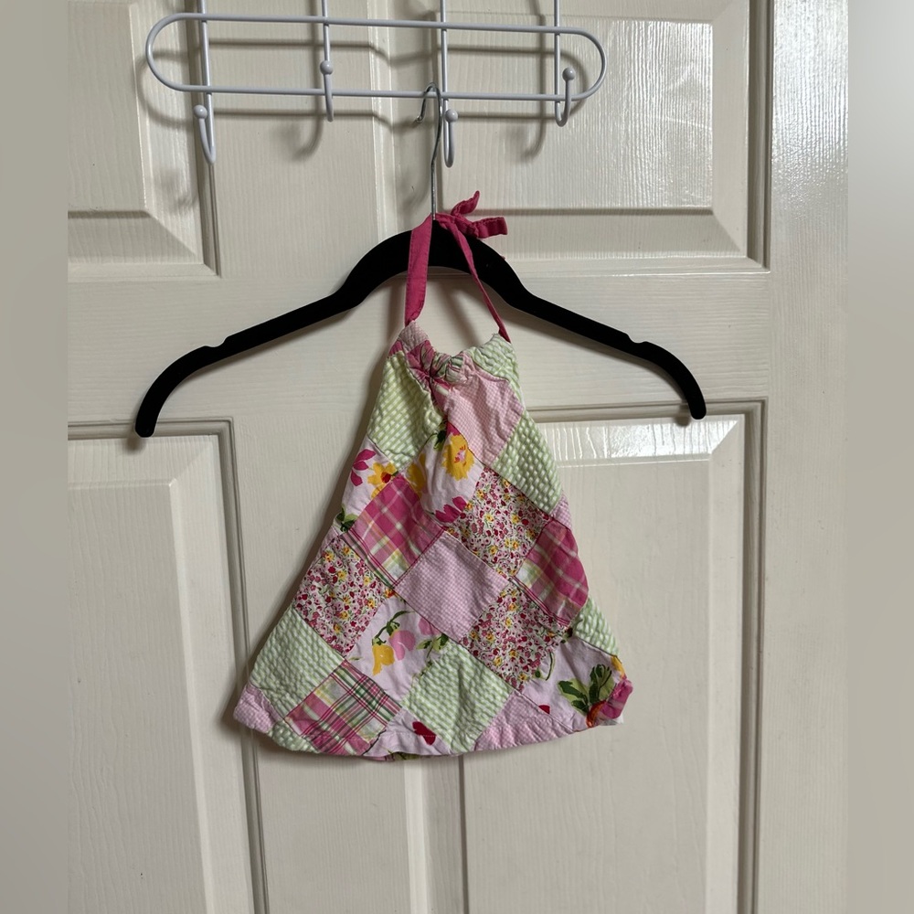 Janie and Jack Summer Classics Pink Patchwork Halter Dresss